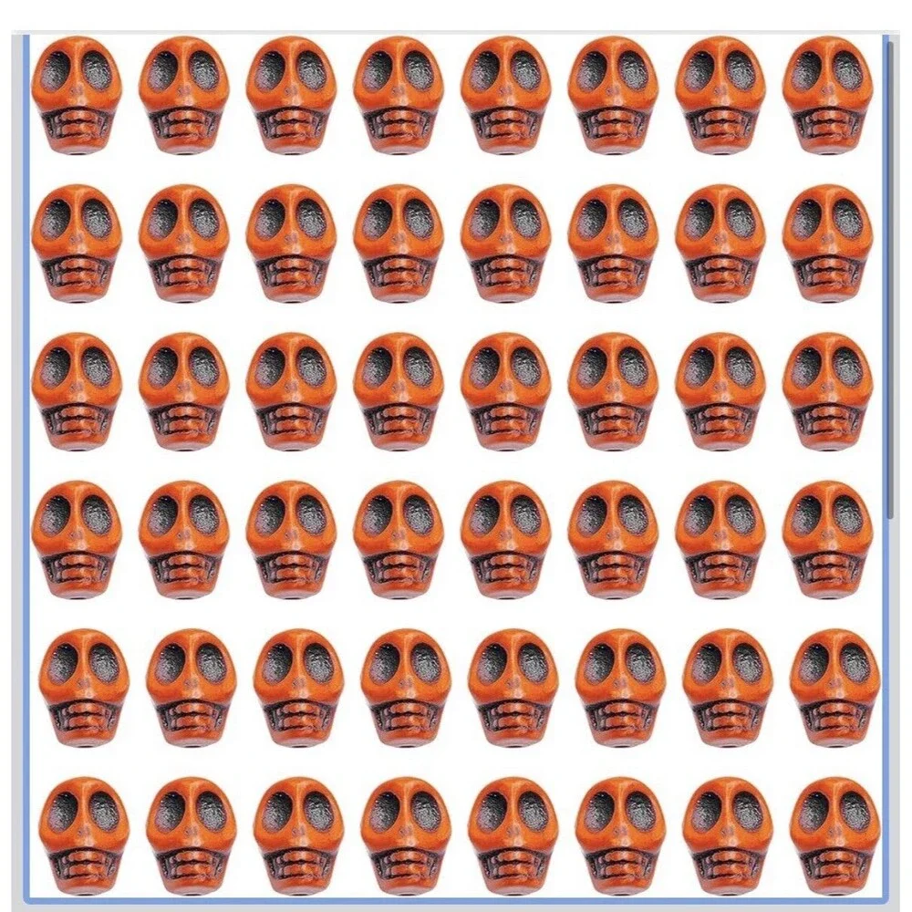 3 Packs - Mandala Crafts 40 PCs 12mm Small Orange Skull Beads for Jewelry Making